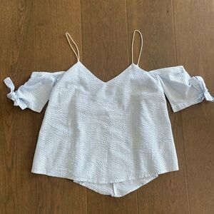 Seersucker Off the Shoulder Top